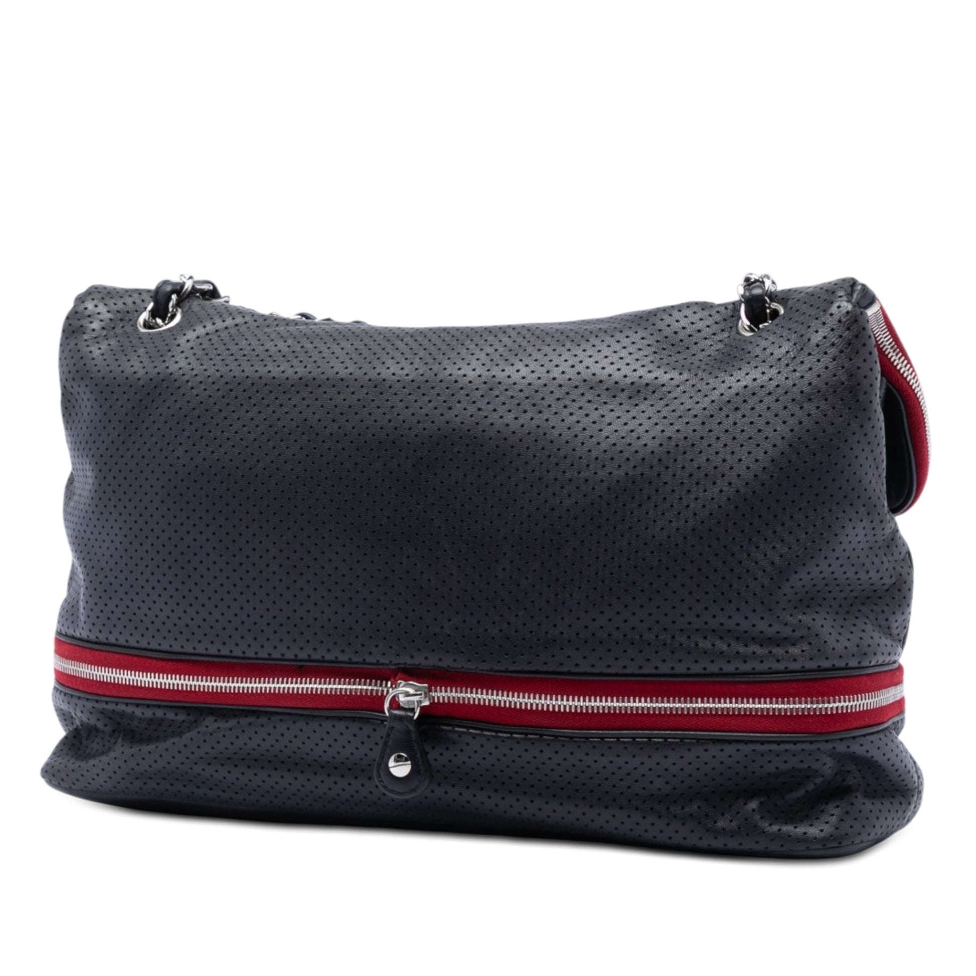 Chanel Perforated Calfskin Expandable Shoulder Bag