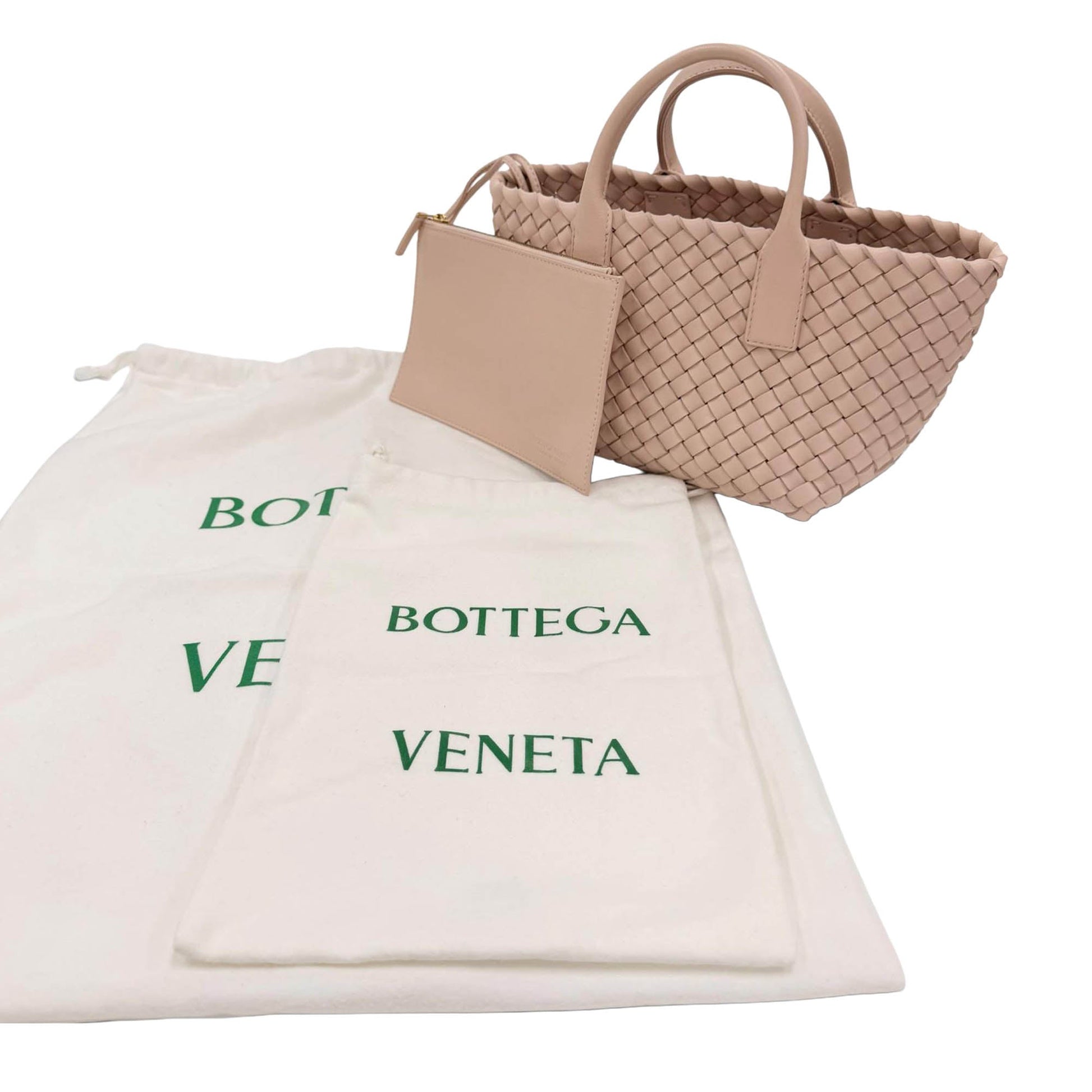 Bottega Veneta Mini Lambskin Intreccio Cabat Tote