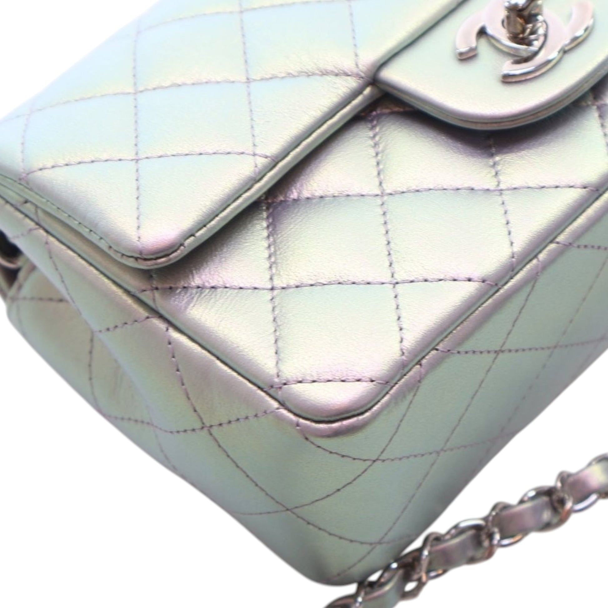 Chanel Mini Rectangular Classic Iridescent Calfskin Single Flap