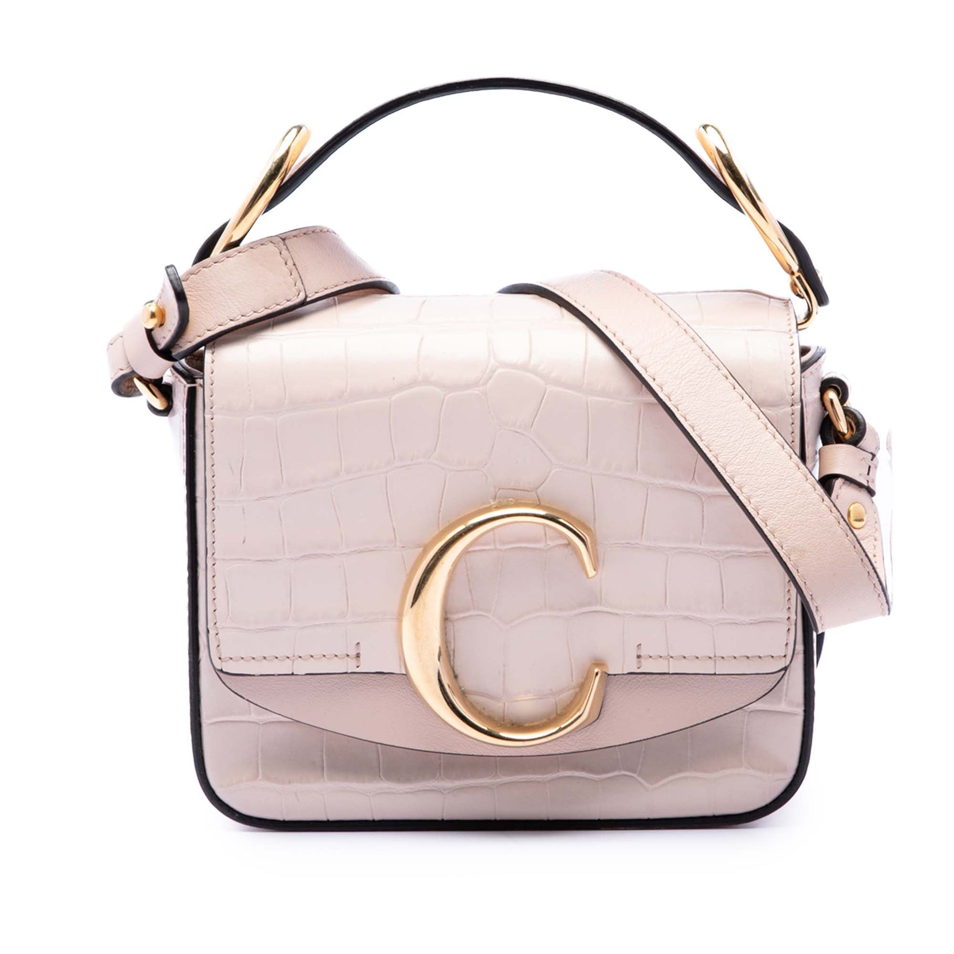 Chloé Mini Croc Embossed Calfskin C Satchel