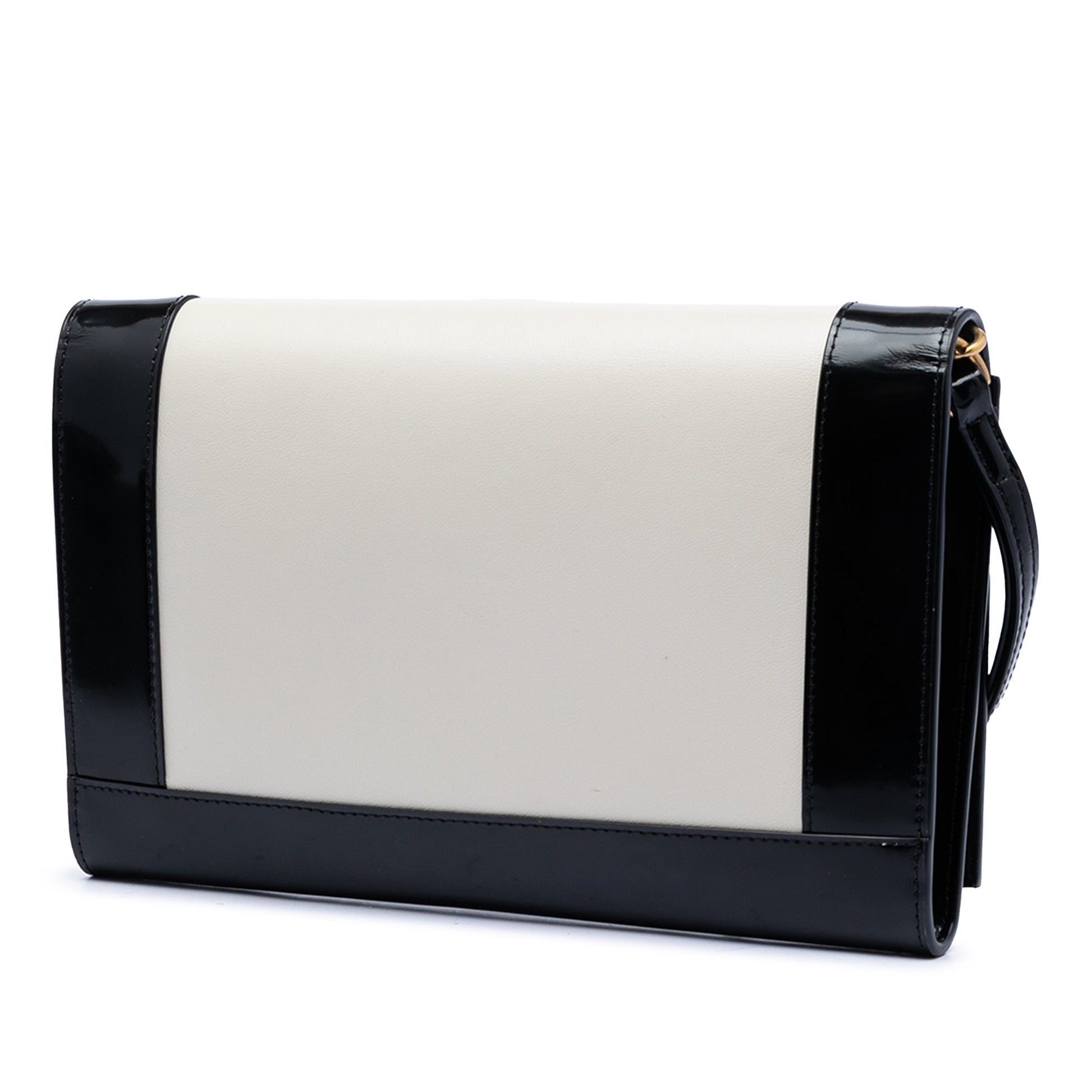 Saint Laurent Brushed Leather Trimmed Lambskin Cassandre Flap Pouch