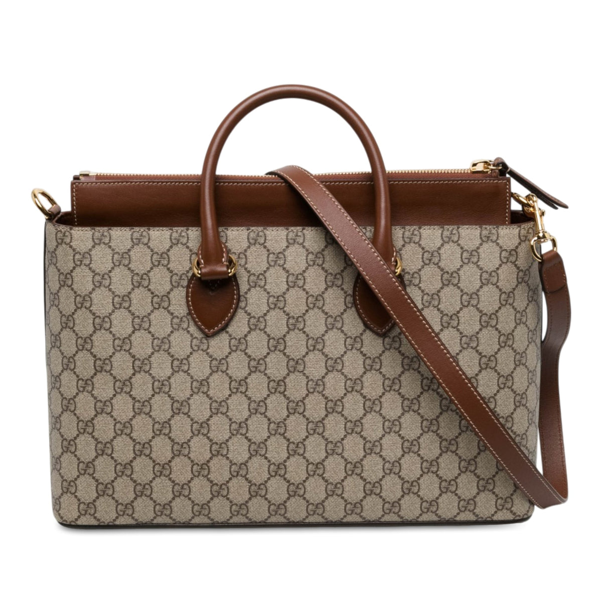 Gucci Large GG Supreme Linea A Satchel — Beige