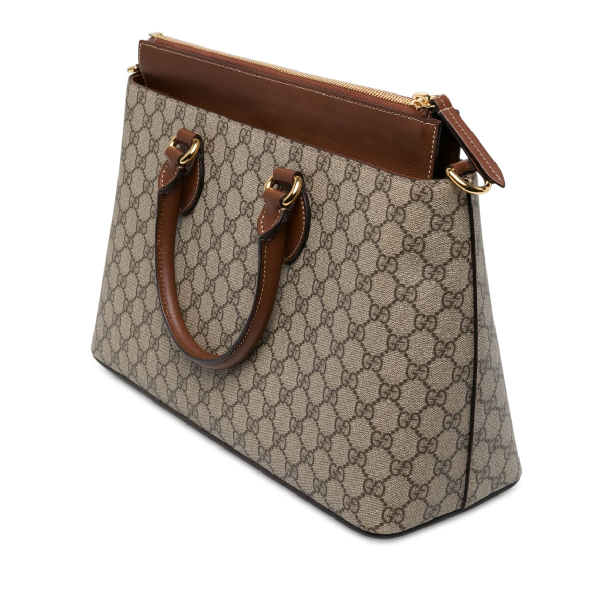 Gucci Large GG Supreme Linea A Satchel — Beige