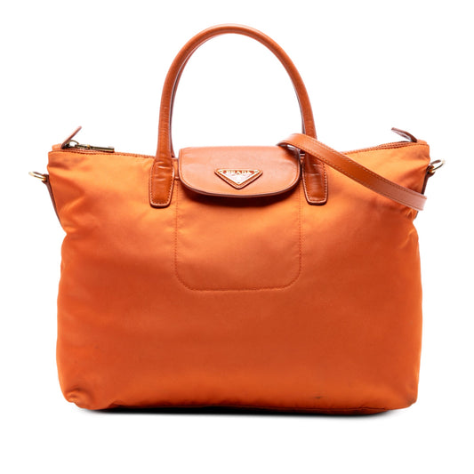 Prada Saffiano Trimmed Tessuto Satchel