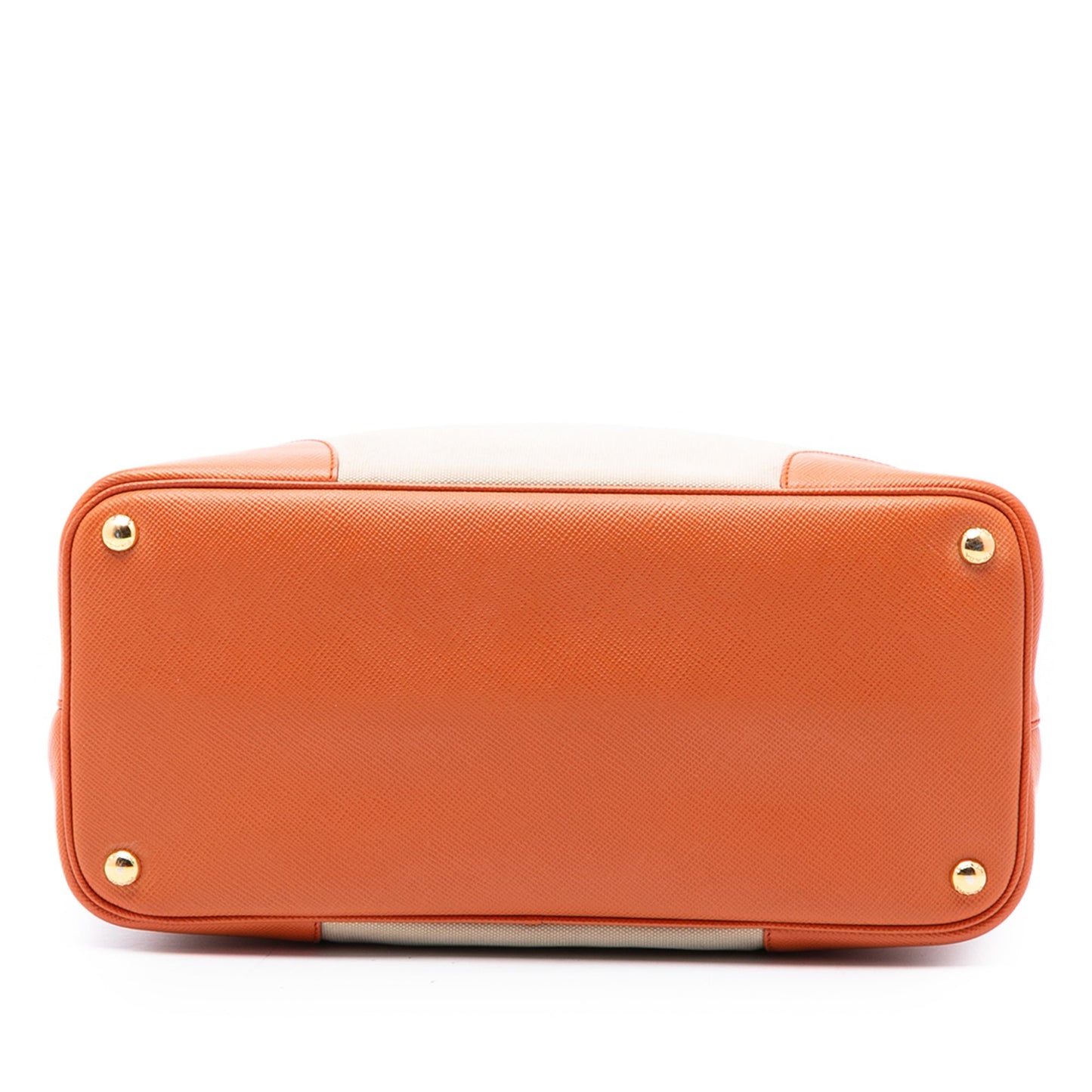 Prada Large Saffiano Trimmed Canapa Double Satchel