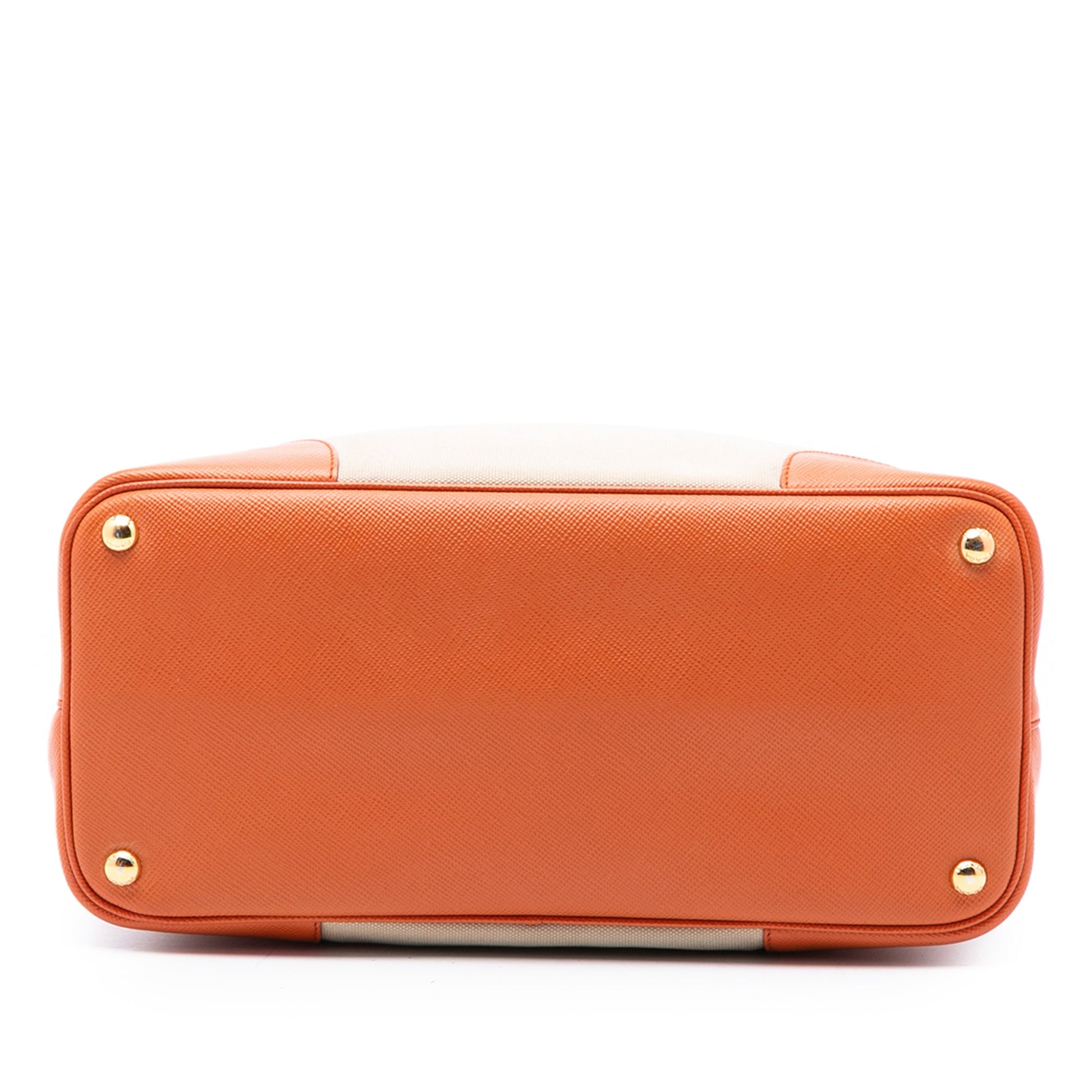 Prada Large Saffiano Trimmed Canapa Double Satchel