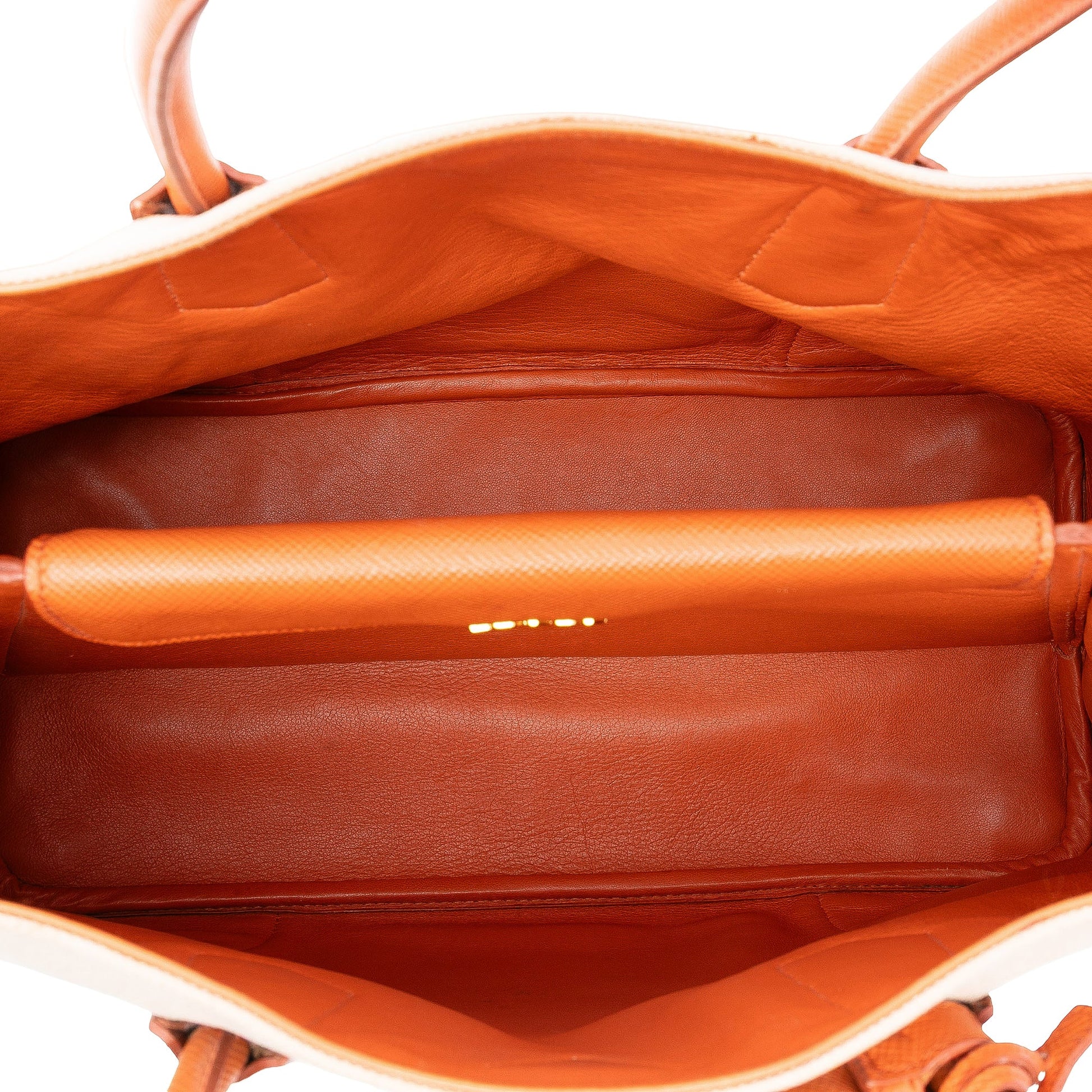Prada Large Saffiano Trimmed Canapa Double Satchel