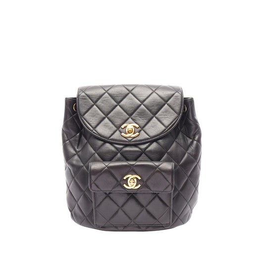 Chanel CC Quilted Lambskin Backpack — Black