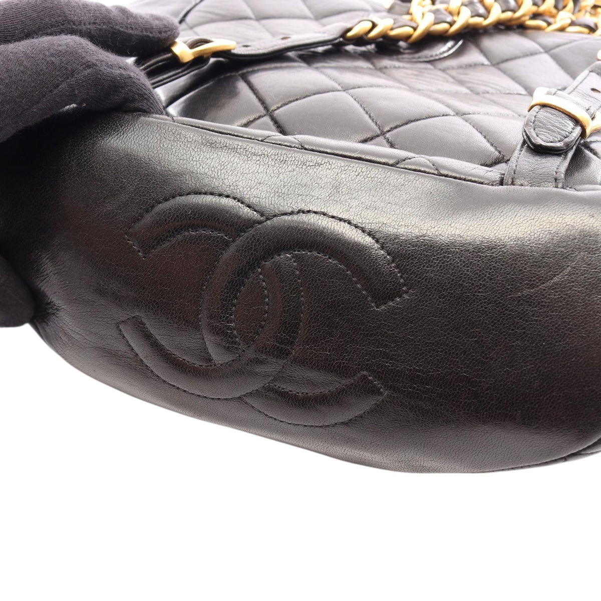Chanel CC Quilted Lambskin Backpack — Black
