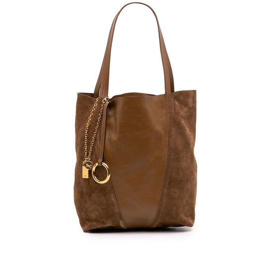 Chloé Suede and Grained Buffalo Leather Spin Tote