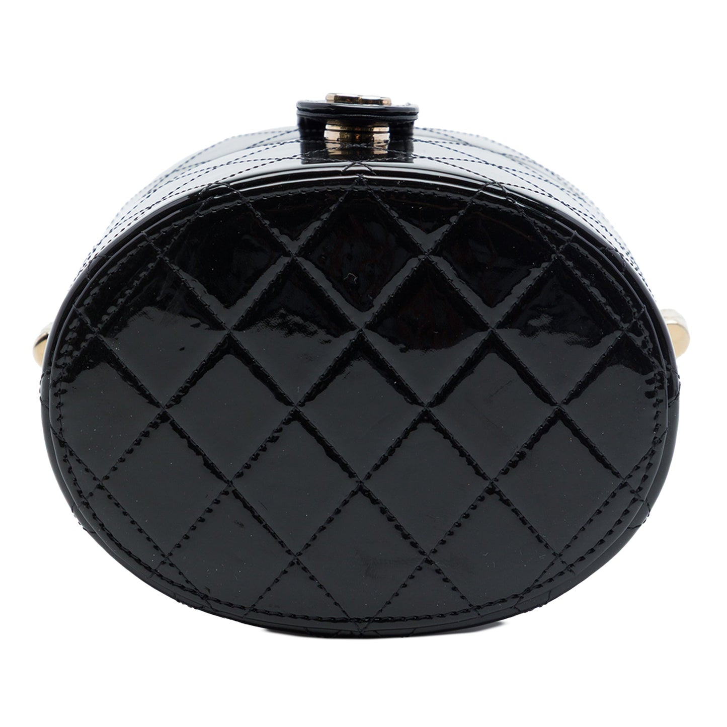 Chanel CC Quilted Patent Round Vanity Clutch With Chain