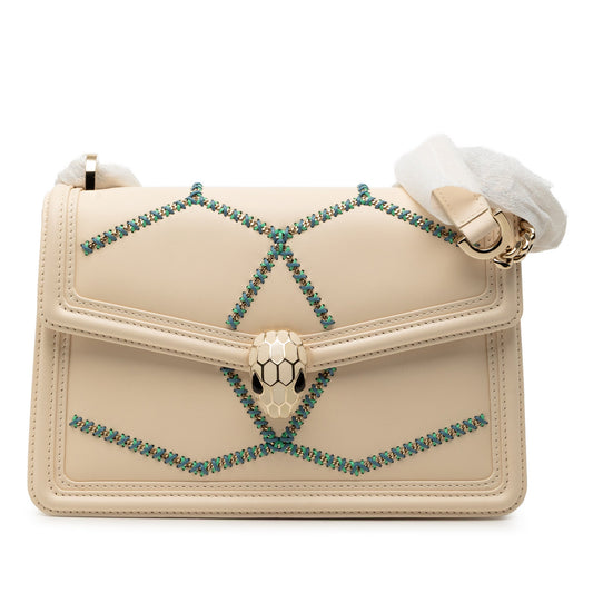 Bvlgari Leather Serpenti Forever Whipstitched Shoulder Bag