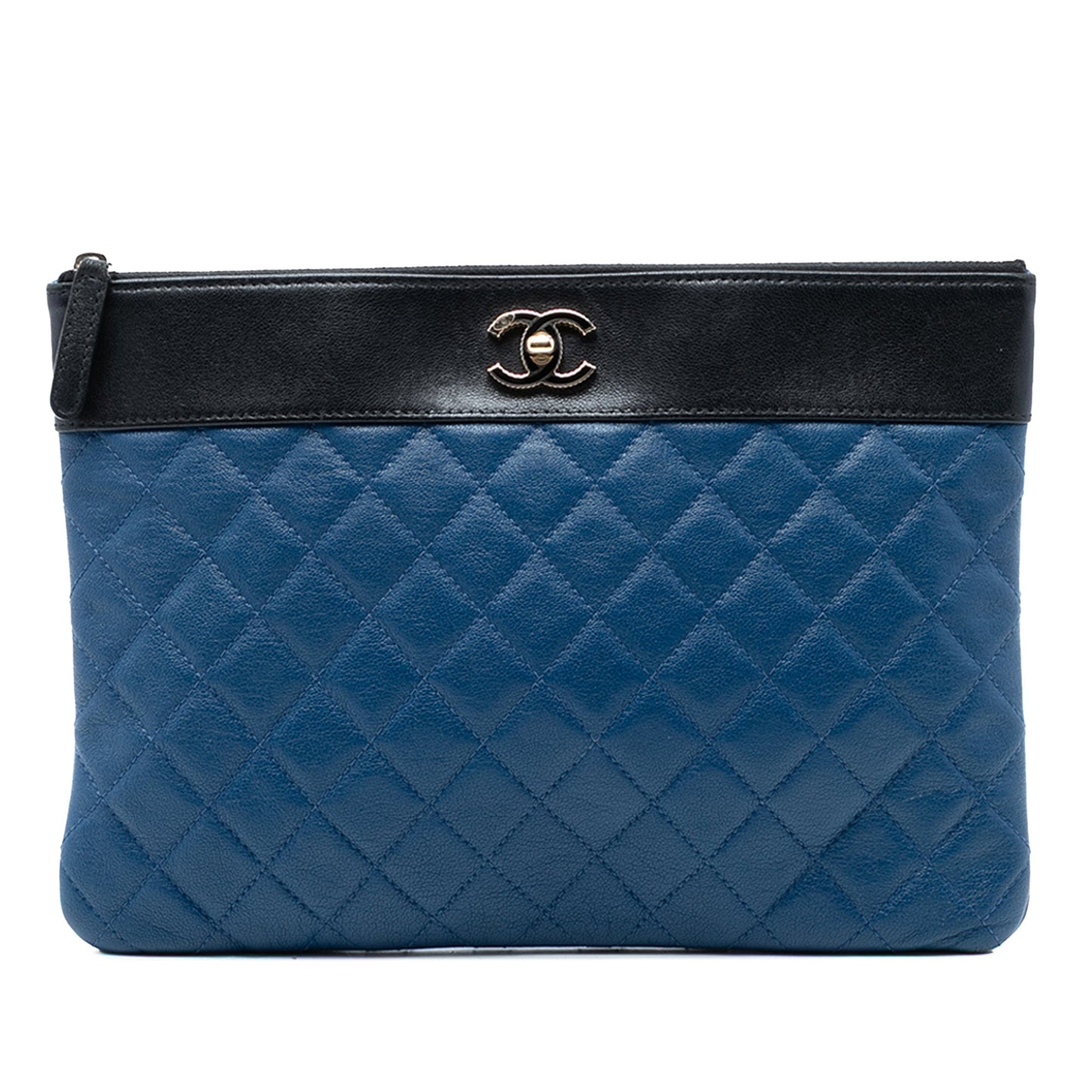 Chanel Medium Bicolor Quilted Sheepskin Mademoiselle O Case Clutch