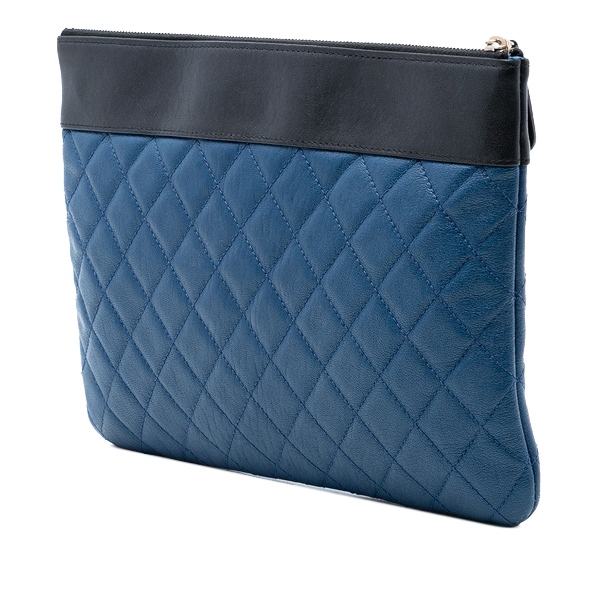 Chanel Medium Bicolor Quilted Sheepskin Mademoiselle O Case Clutch
