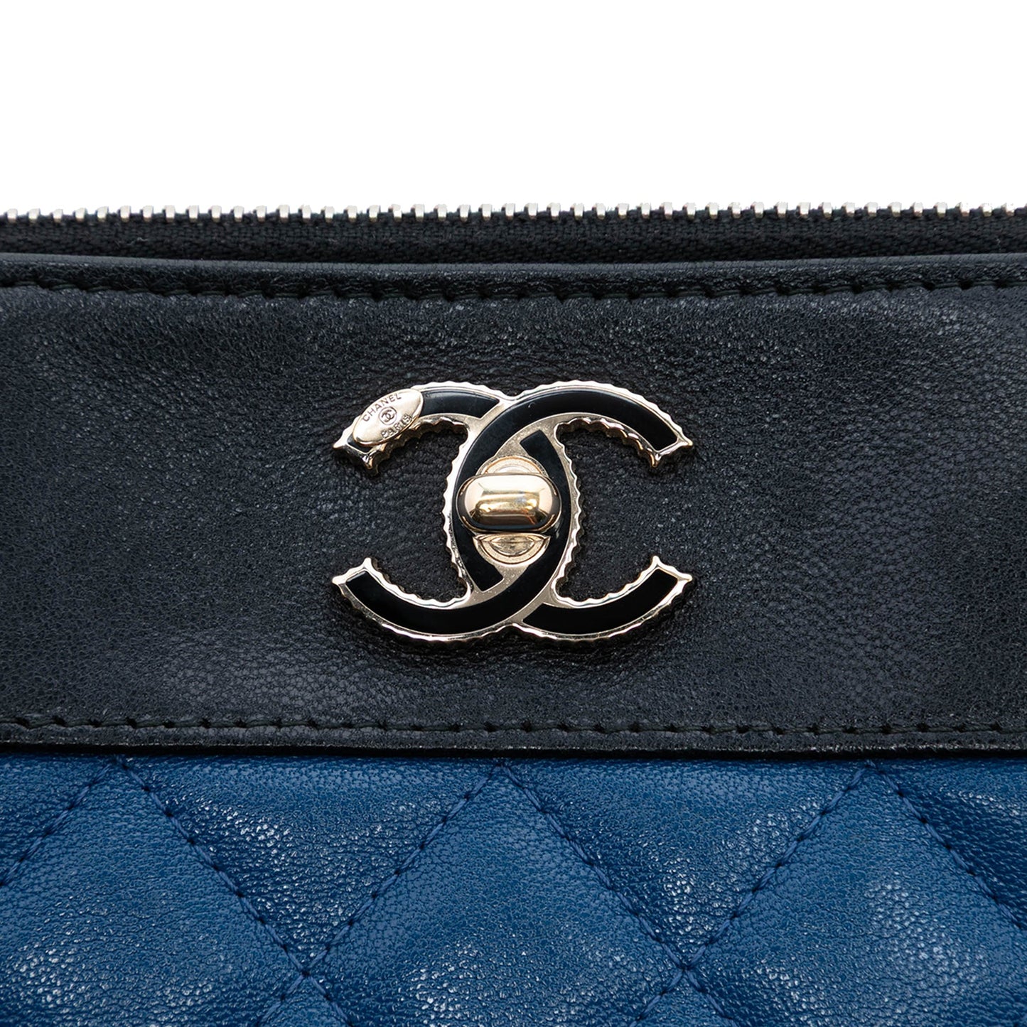 Chanel Medium Bicolor Quilted Sheepskin Mademoiselle O Case Clutch
