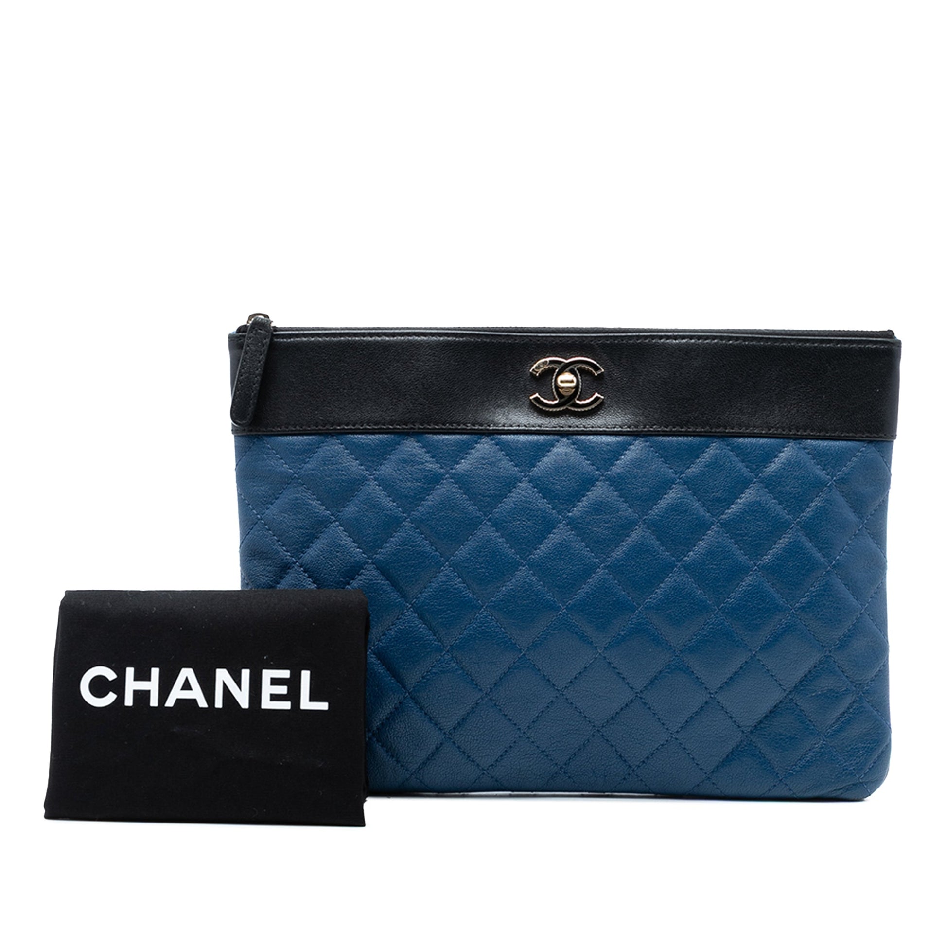 Chanel Medium Bicolor Quilted Sheepskin Mademoiselle O Case Clutch