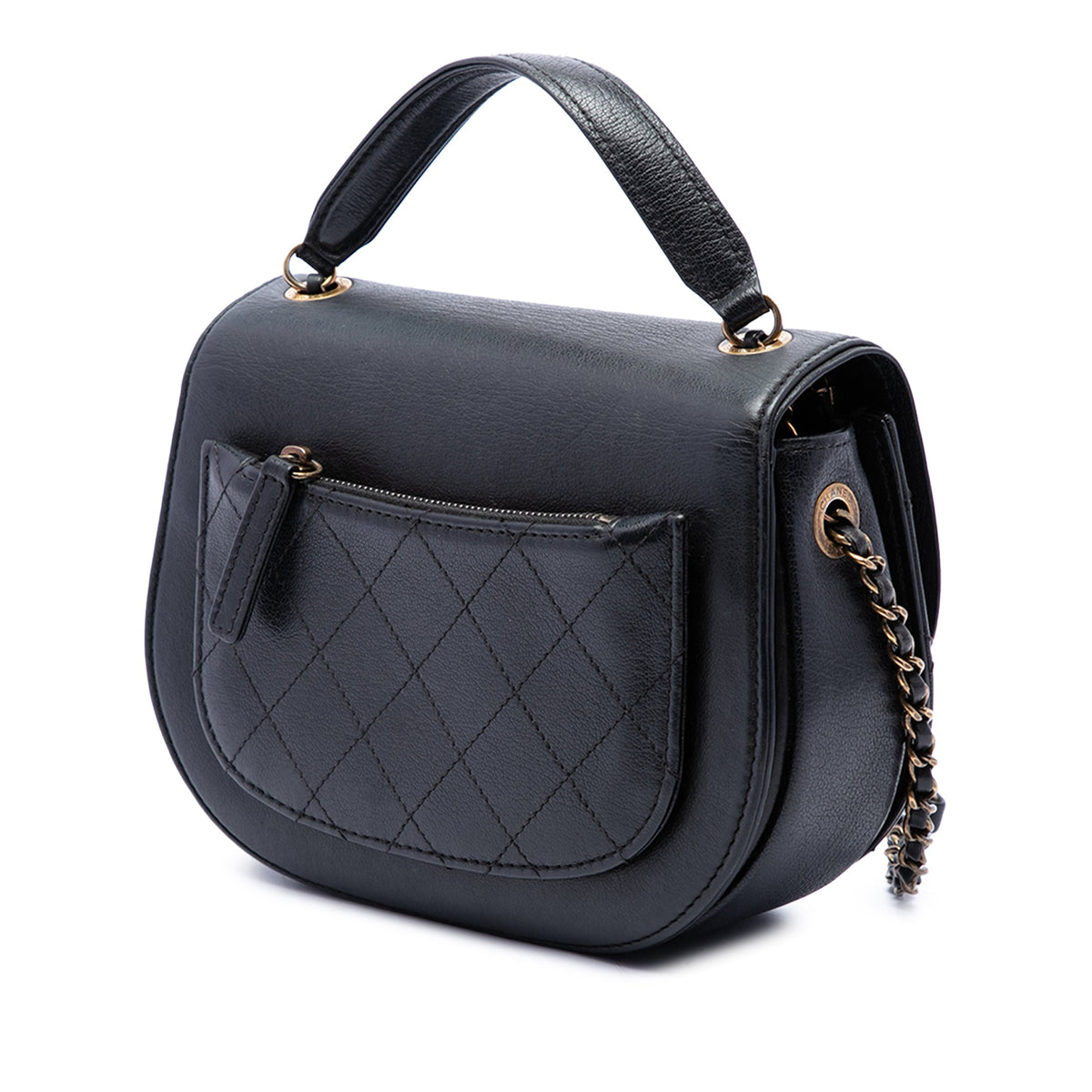 Chanel Small Shiny Calfskin and Quilted Goatskin Coco Curve Flap — Black