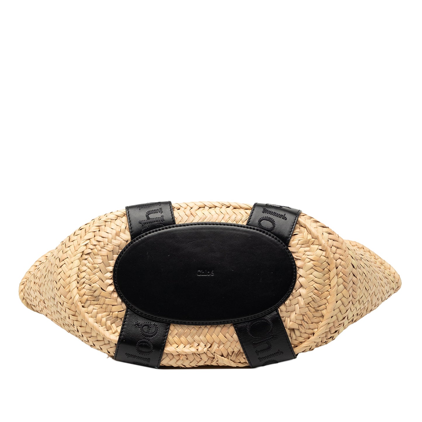 Medium Raffia and Smooth Calfskin Sense Basket Tote