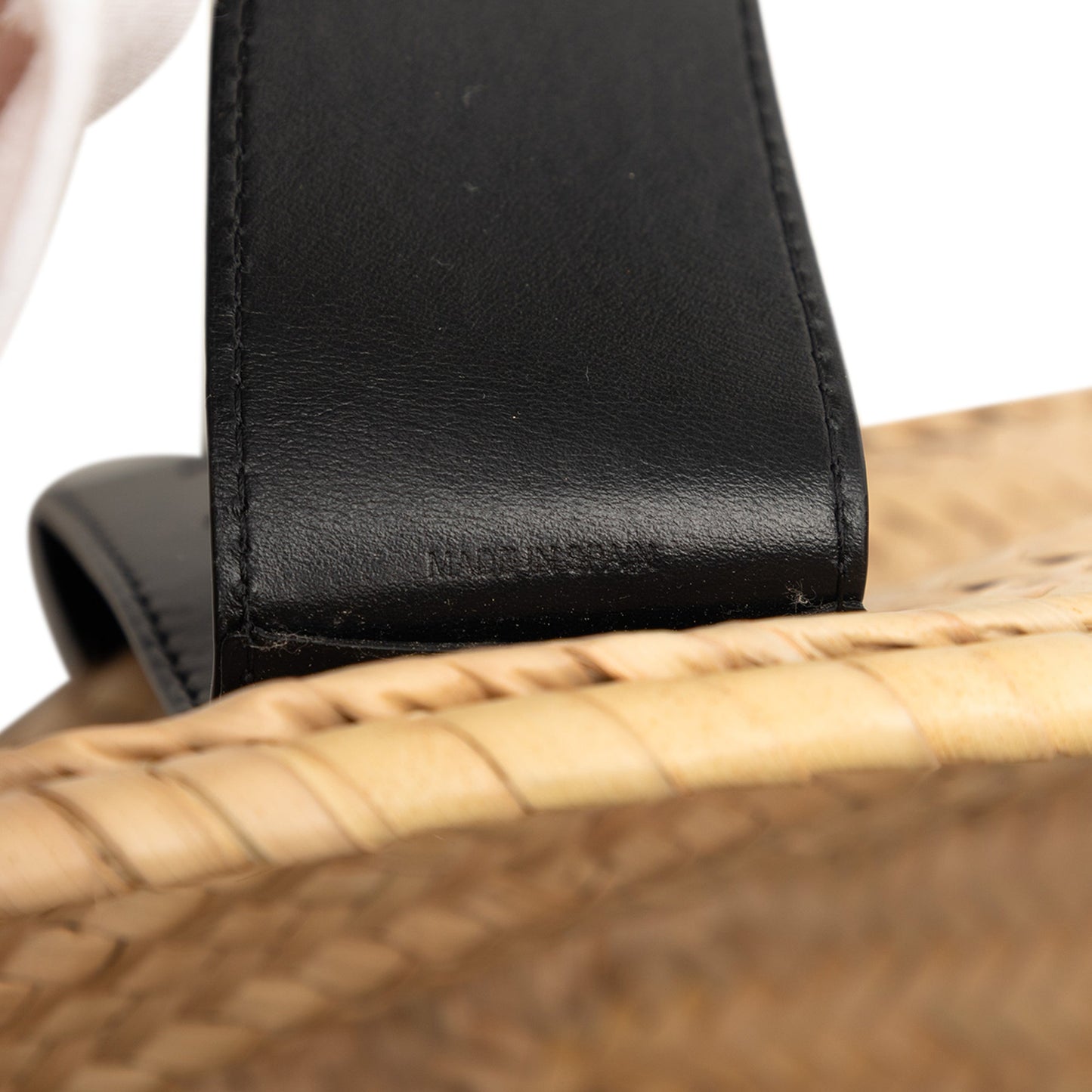 Medium Raffia and Smooth Calfskin Sense Basket Tote