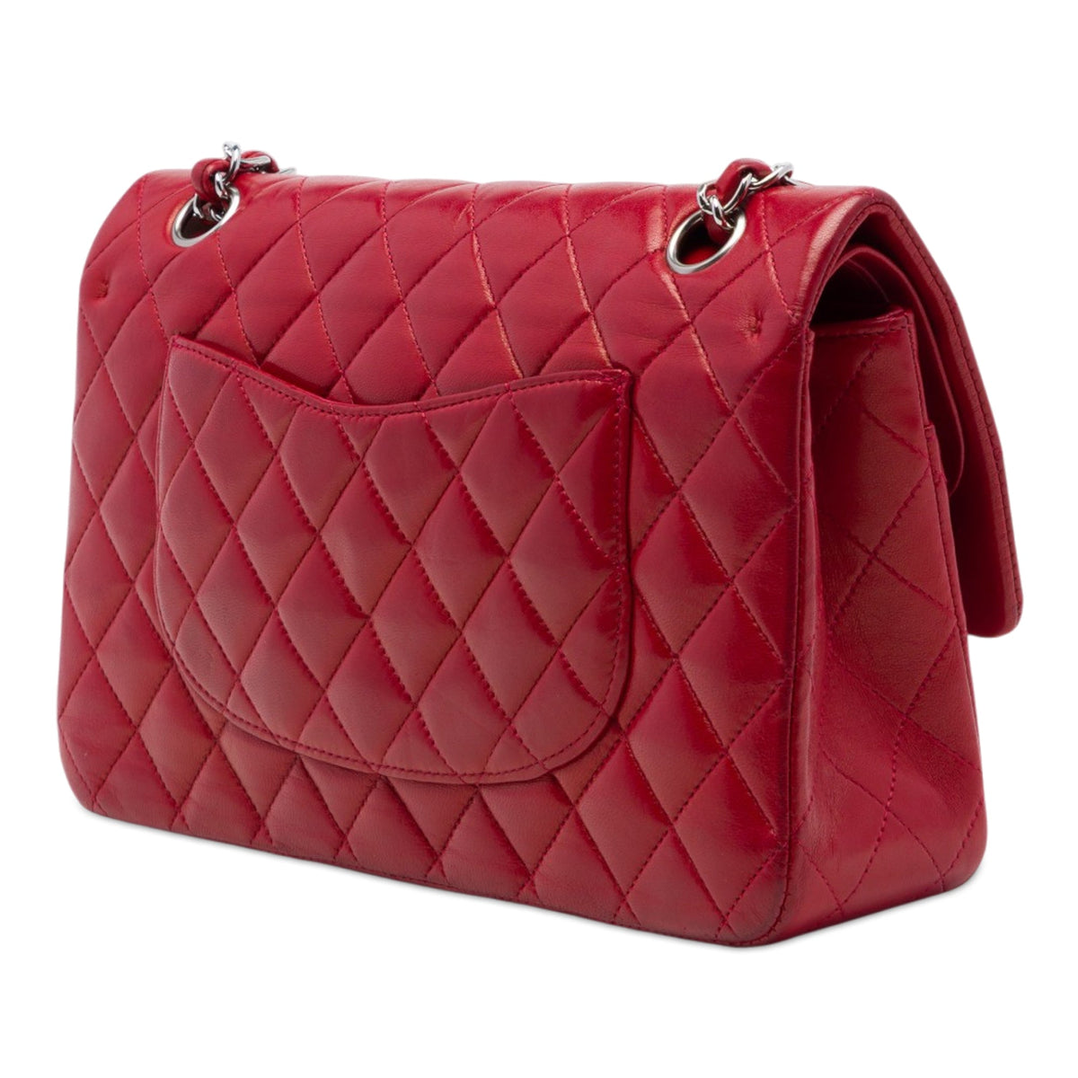 Chanel Medium Classic Lambskin Double Flap — Red