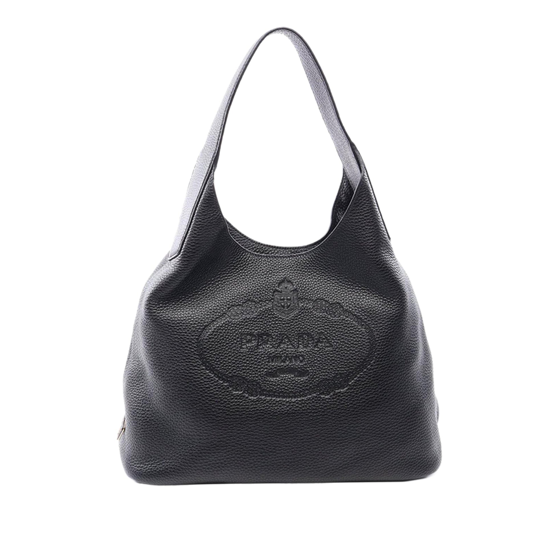 Prada Canapa Logo Vitello Daino Hobo