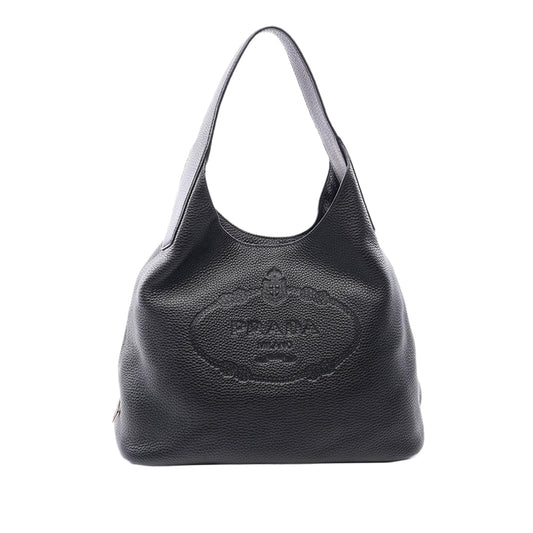 Prada Canapa Logo Vitello Daino Hobo