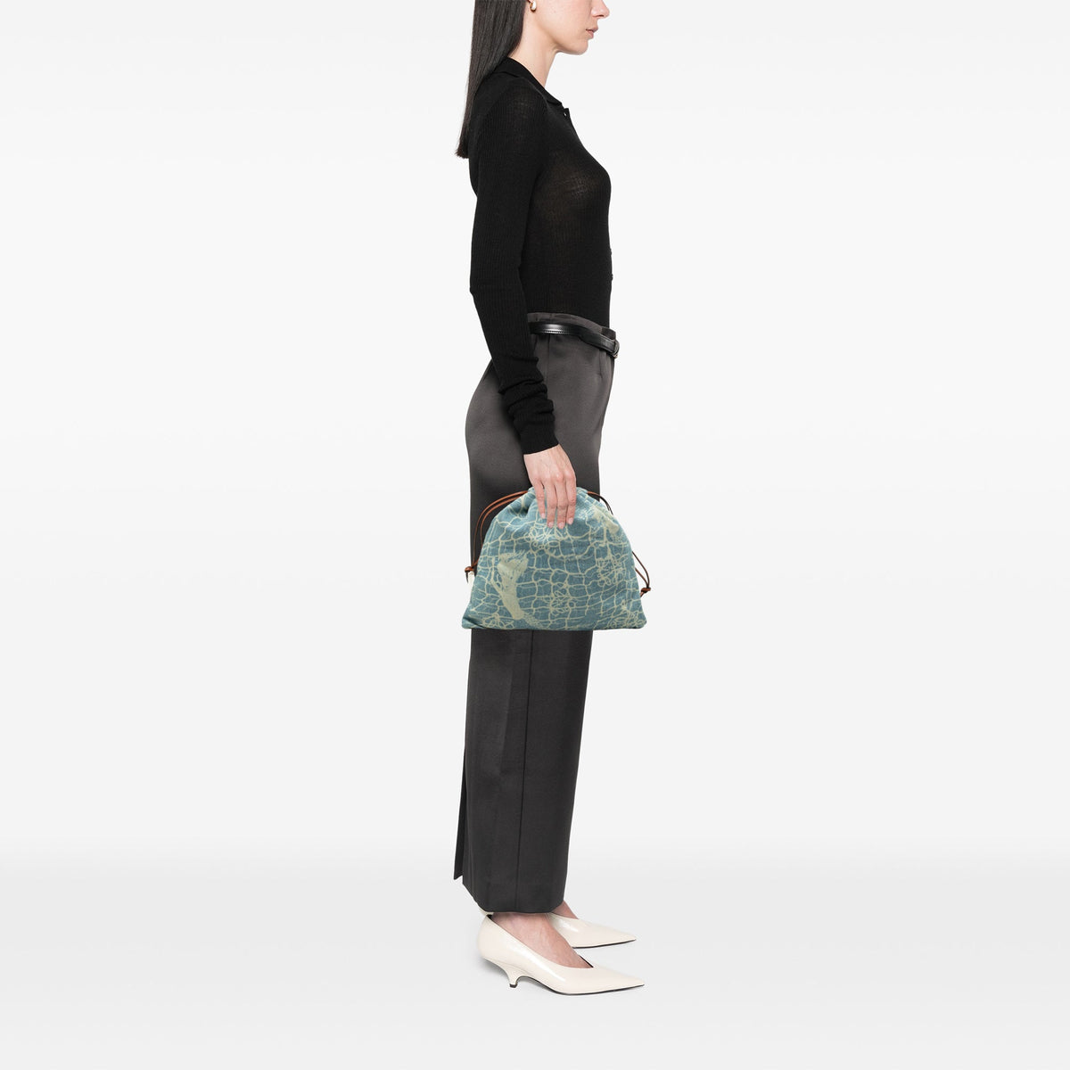 LOEWE Paulas Ibiza Mermaid Denim Drawstring Bag