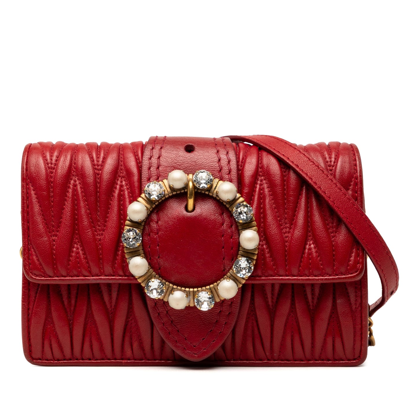 Miu Miu Matelasse Nappa Crystal Embellished Crossbody