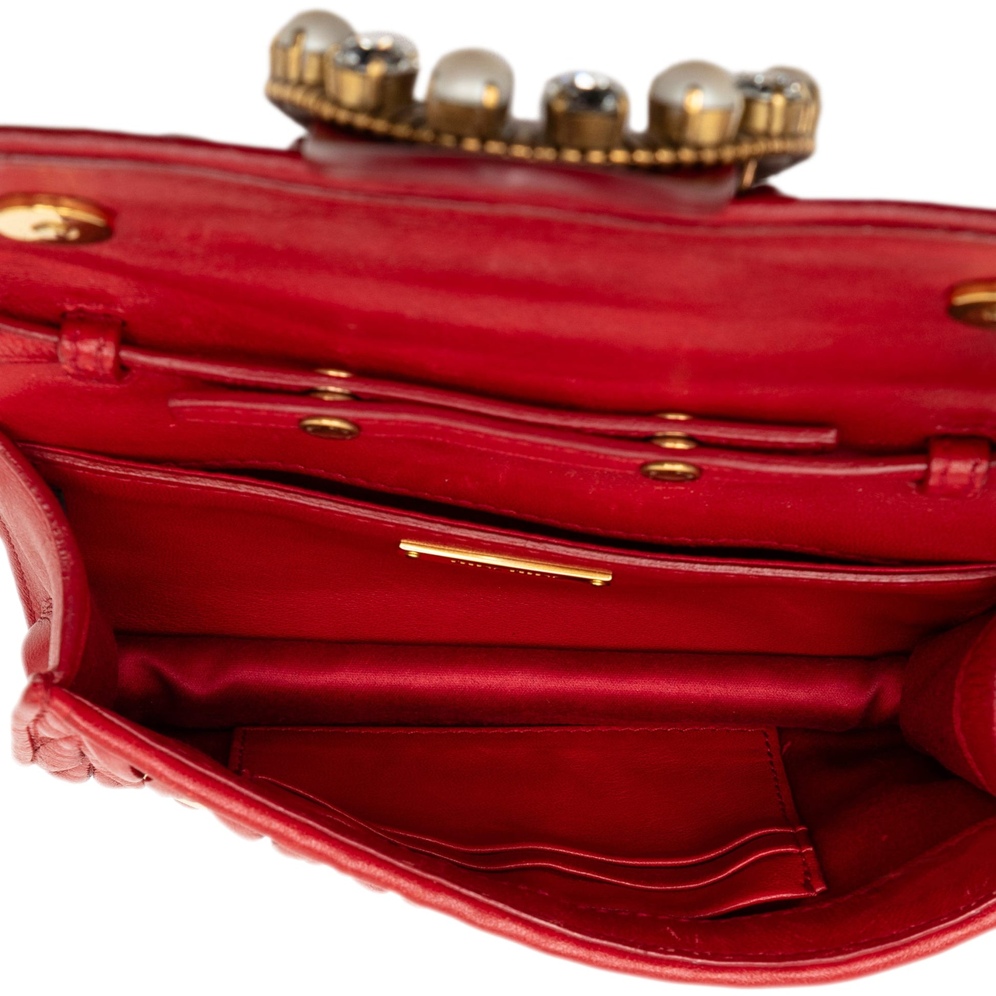 Miu Miu Matelasse Nappa Crystal Embellished Crossbody