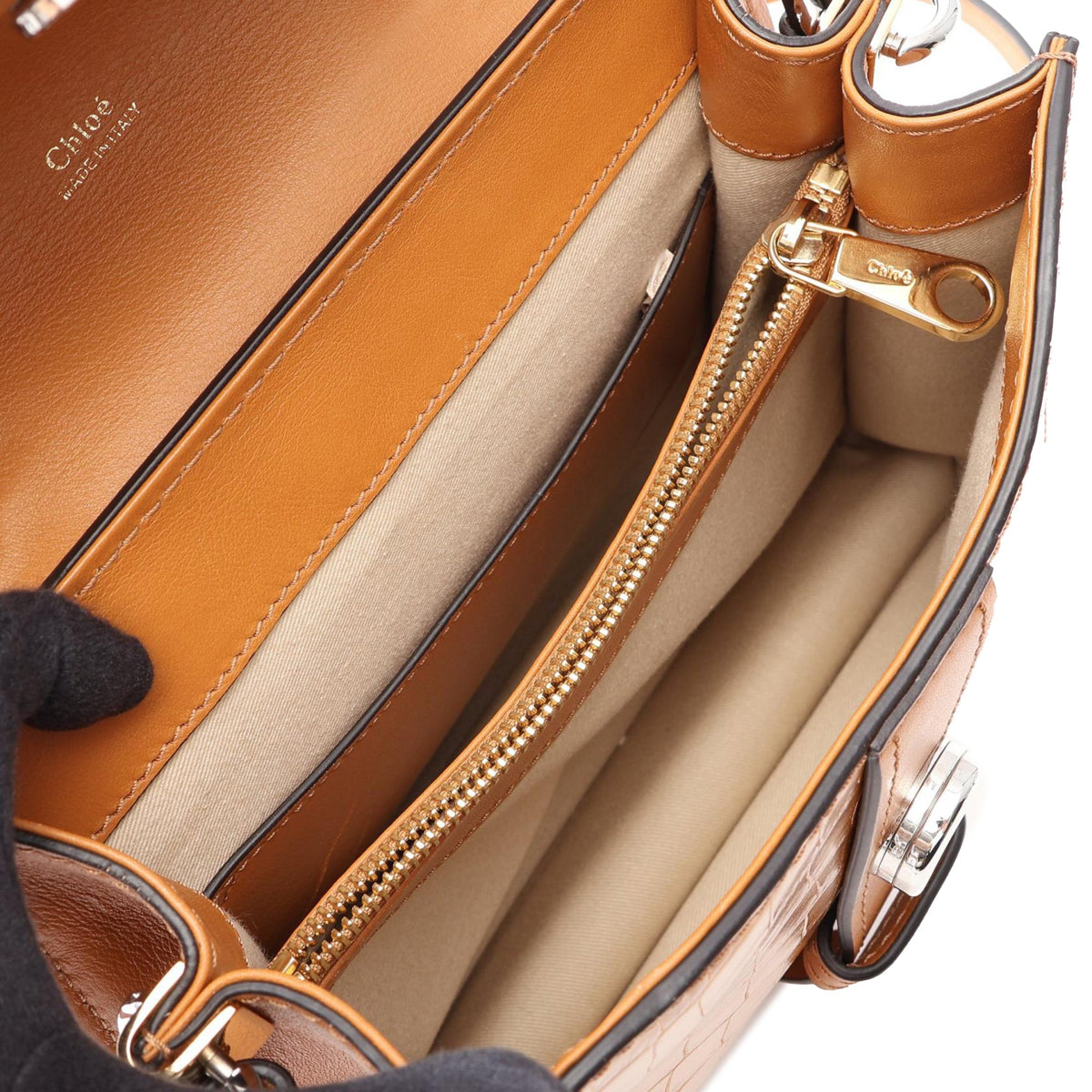Chloé Crocodile Embossed Aby Satchel