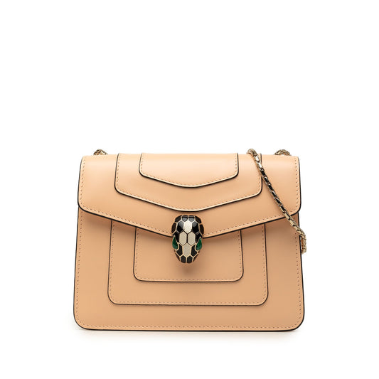 Bvlgari Small Leather Square Serpenti Forever Chain Crossbody