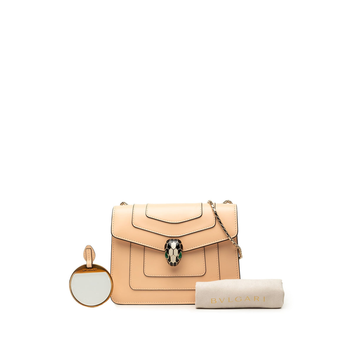 Bvlgari Small Leather Square Serpenti Forever Chain Crossbody