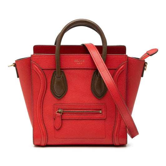Celine Nano Bicolor Leather Luggage Tote