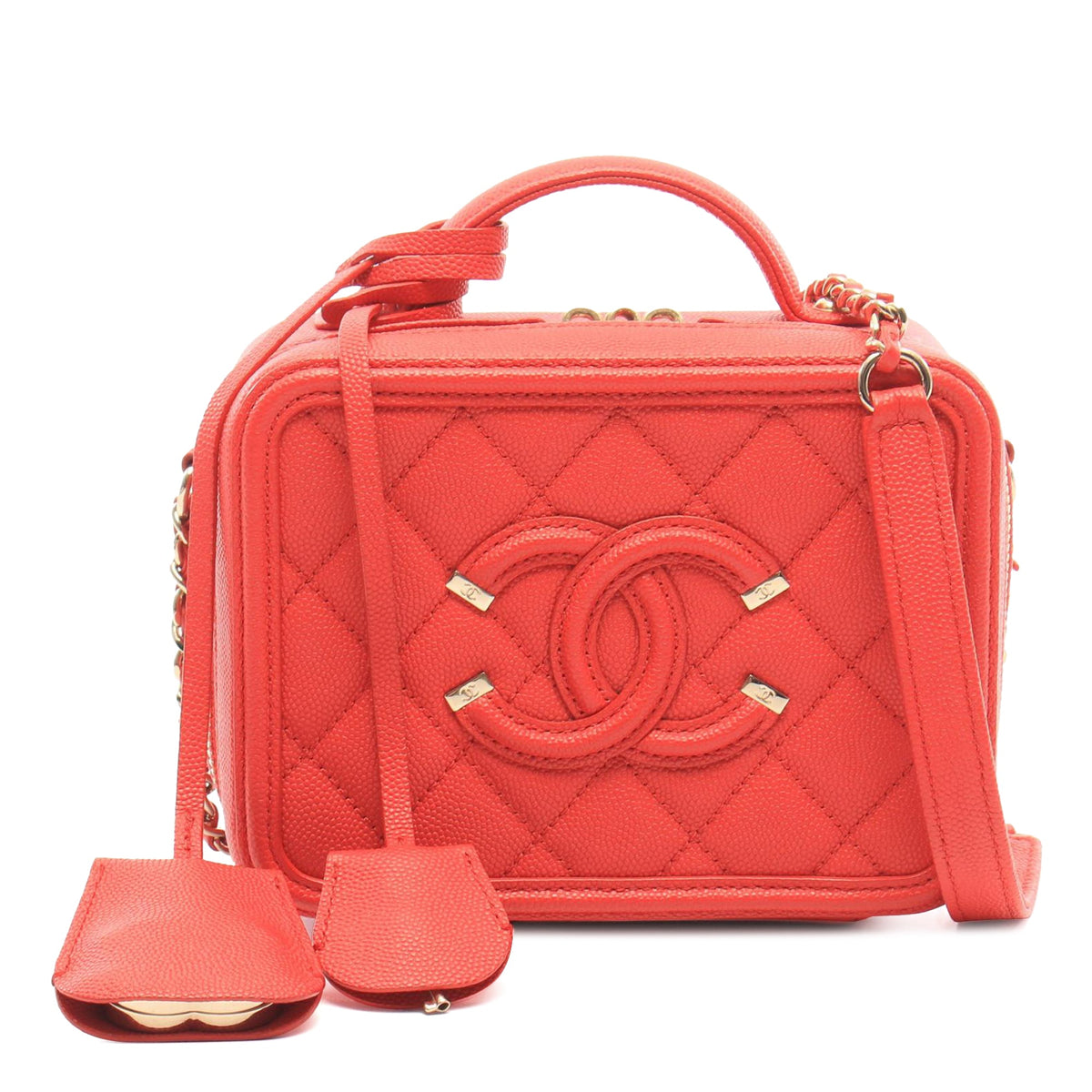 Chanel Small Caviar Filigree Vanity Case