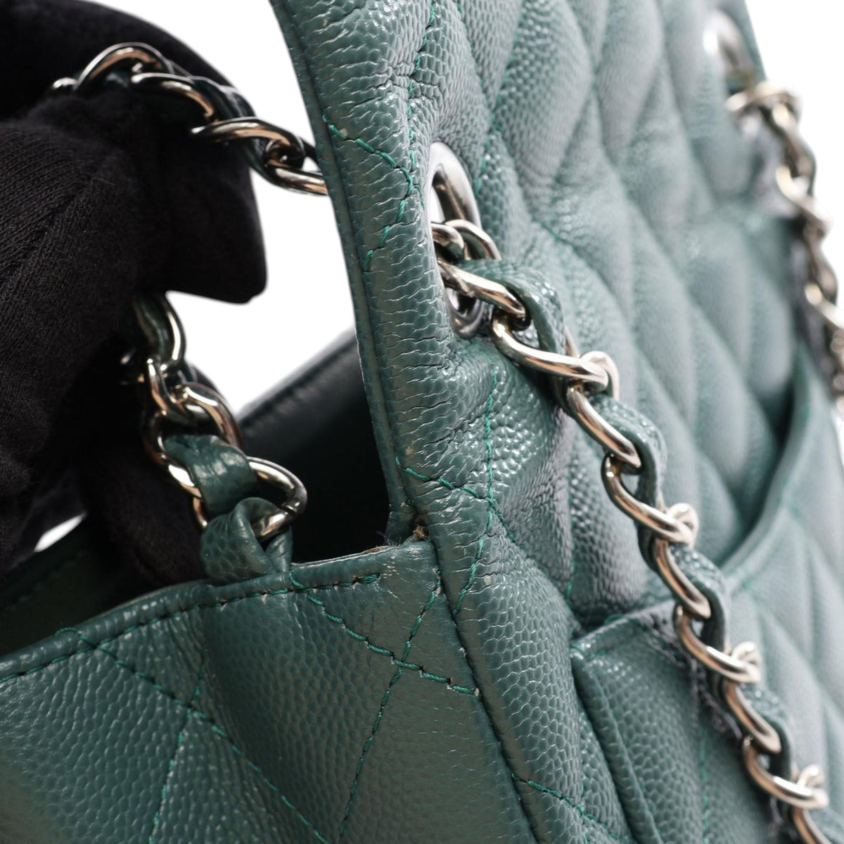 Chanel Mini Square Classic Caviar Single Flap — Green