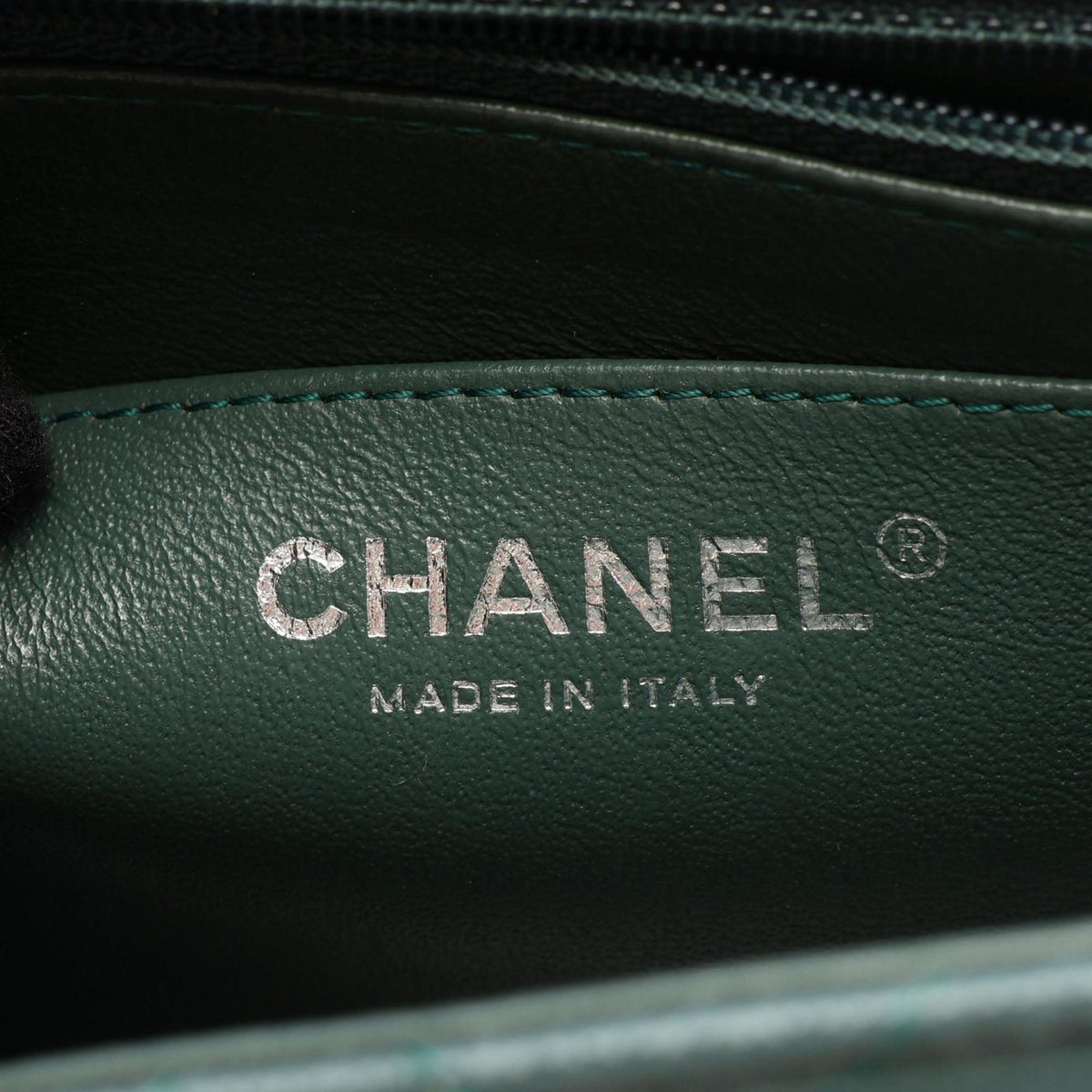 Chanel Mini Square Classic Caviar Single Flap — Green