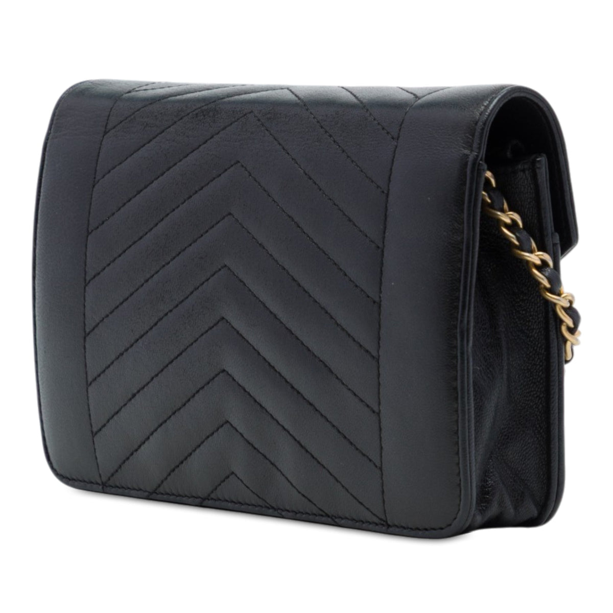 Chanel Reversed Chevron Lambskin Wallet on Chain