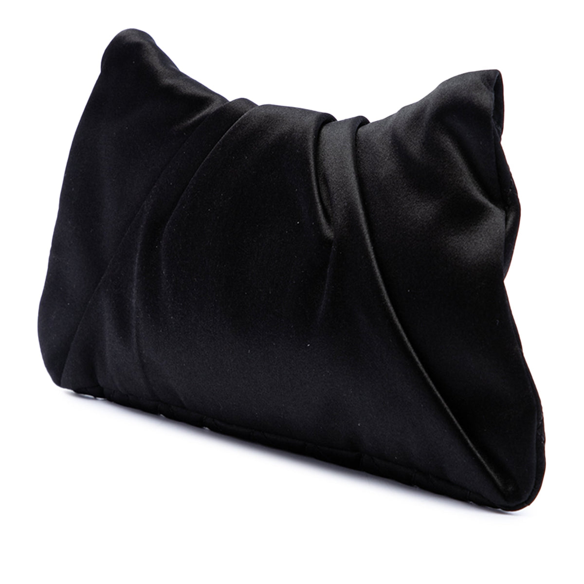 Chanel Small CC Quilted Satin Half Moon Clutch — Black