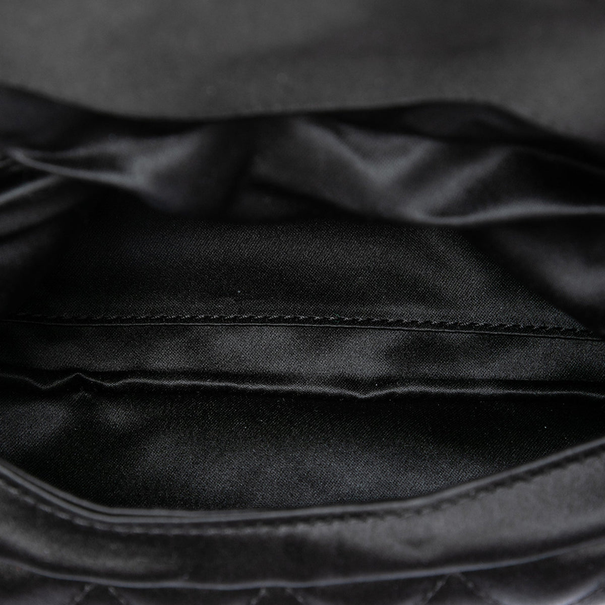 Chanel Small CC Quilted Satin Half Moon Clutch — Black