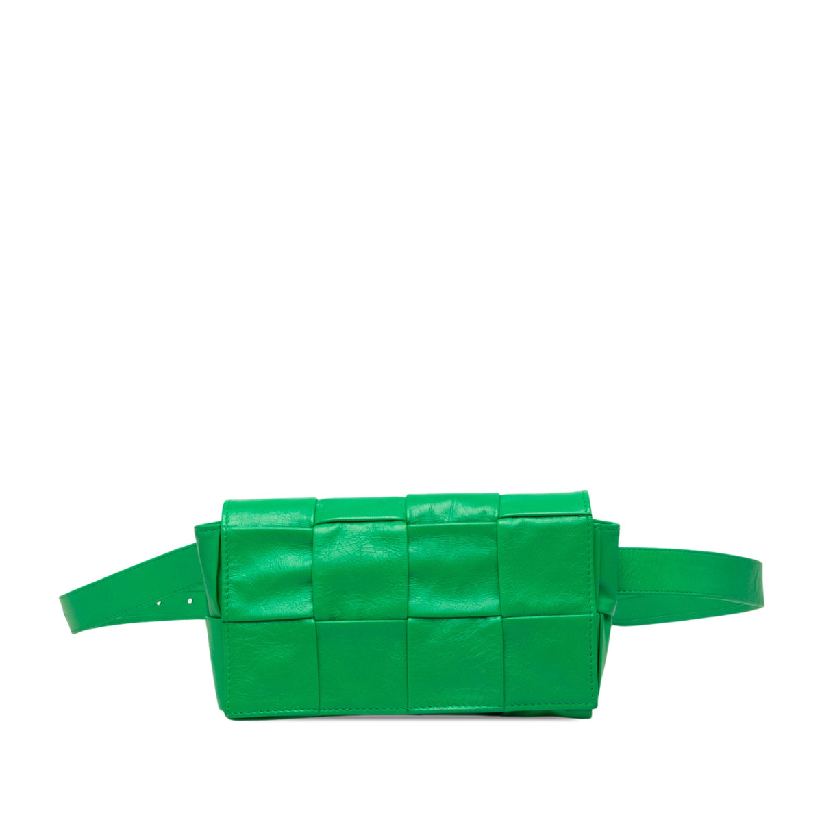Bottega Veneta Mini Paper Calfskin Intrecciato Cassette Belt Bag — Green