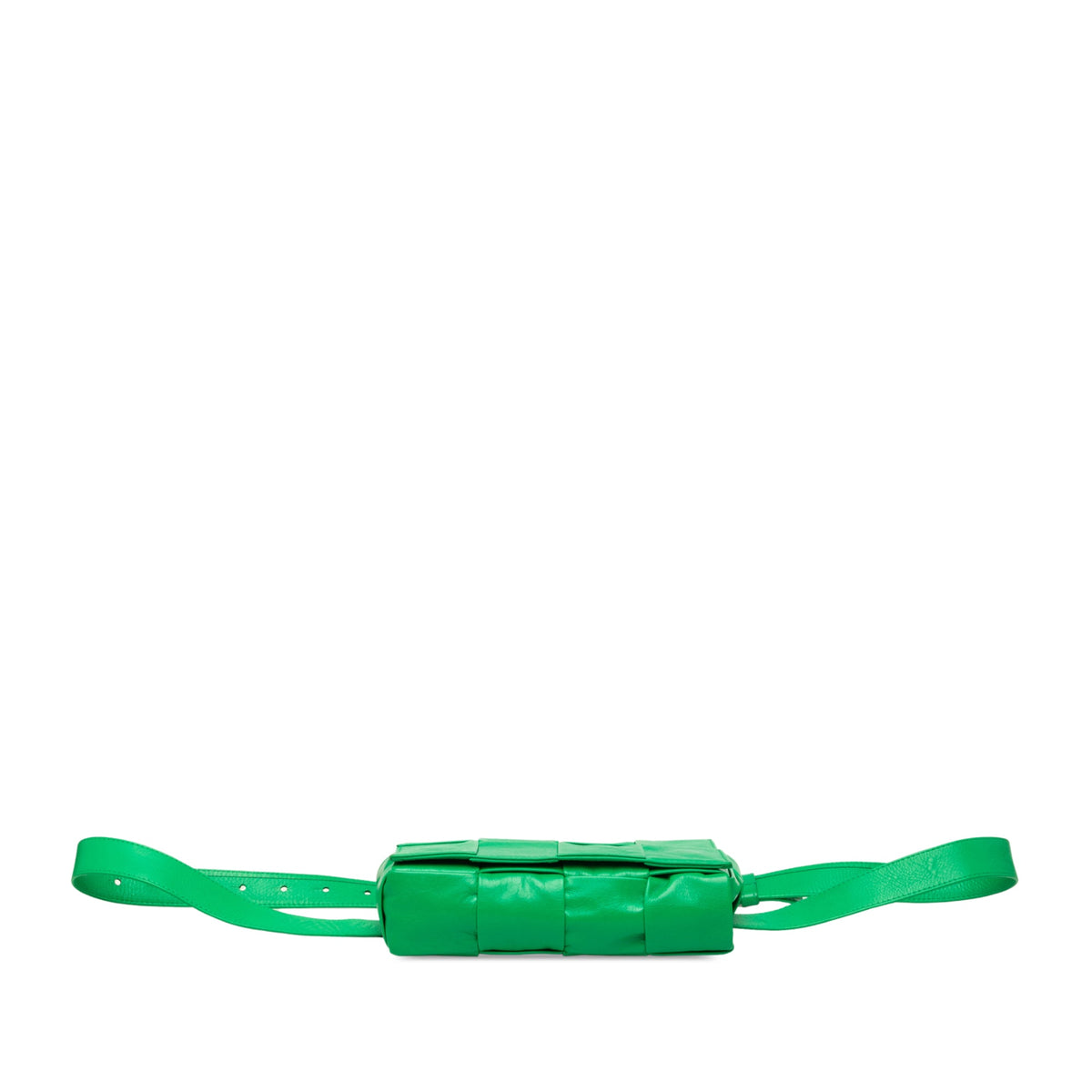 Bottega Veneta Mini Paper Calfskin Intrecciato Cassette Belt Bag — Green
