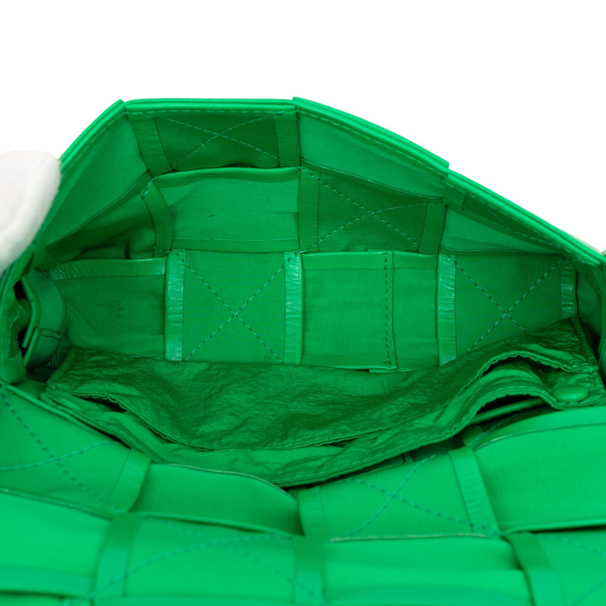 Bottega Veneta Mini Paper Calfskin Intrecciato Cassette Belt Bag — Green