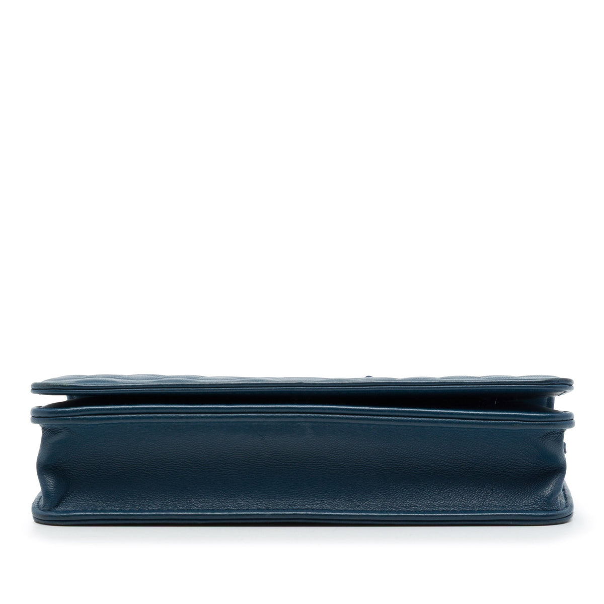 Chanel CC Embossed Lambskin Diamond Wallet On Chain — Blue