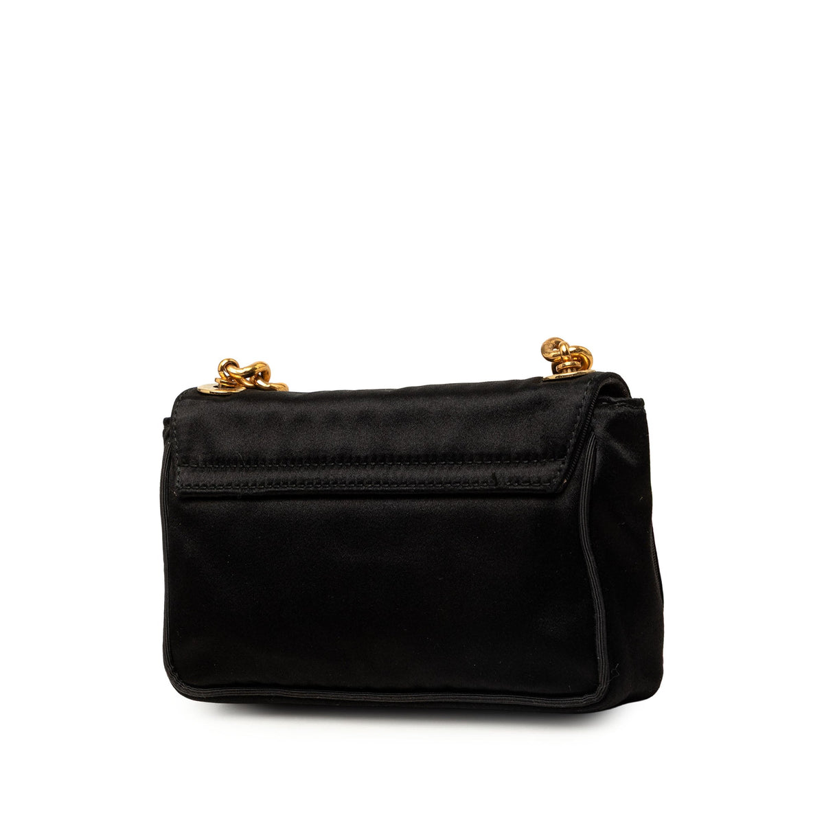 Dolce & Gabbana Crystal Embellished Satin Miss Stone Chain Crossbody — Black