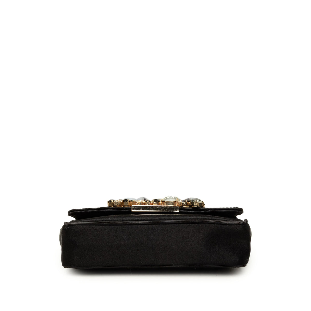 Dolce & Gabbana Crystal Embellished Satin Miss Stone Chain Crossbody — Black