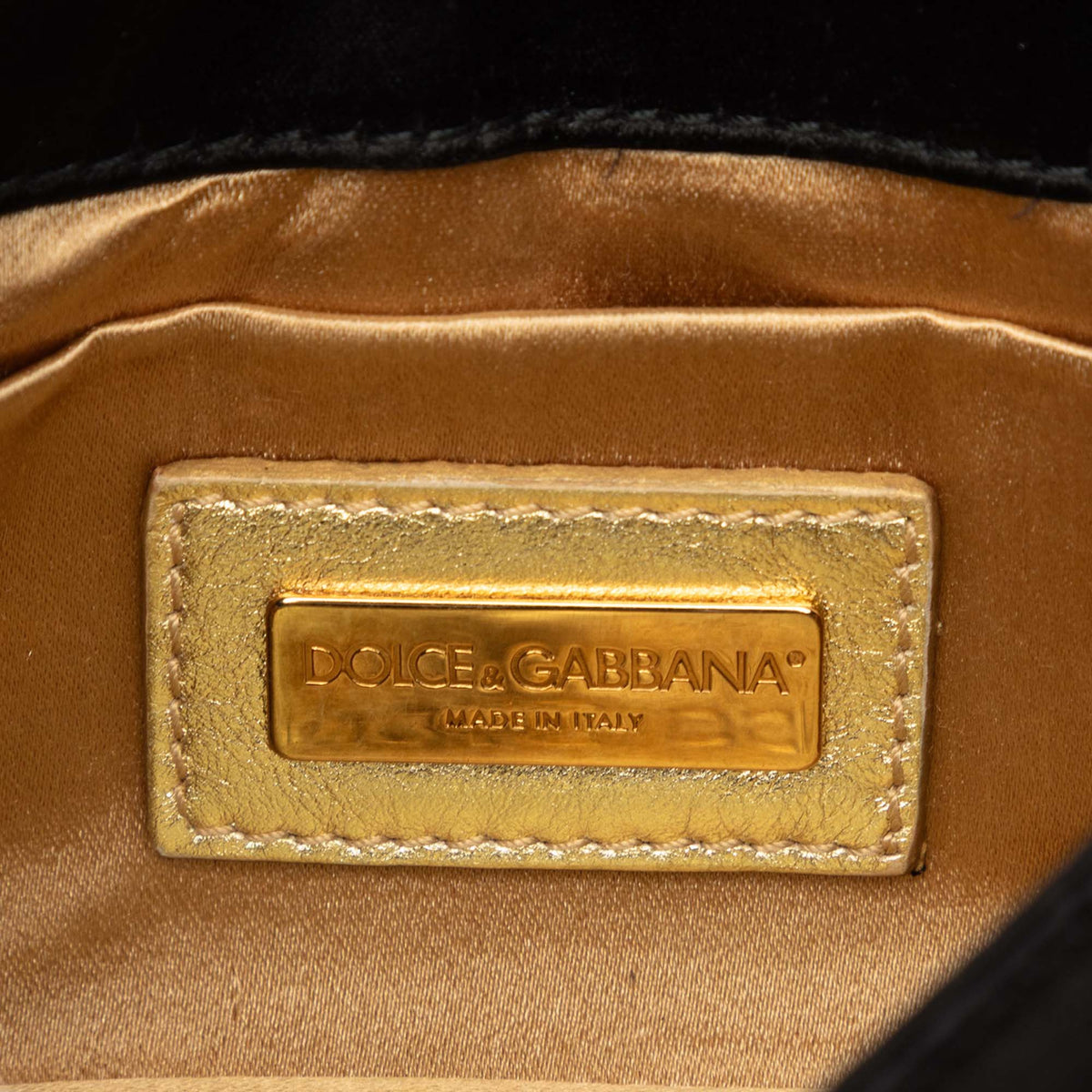 Dolce & Gabbana Crystal Embellished Satin Miss Stone Chain Crossbody — Black