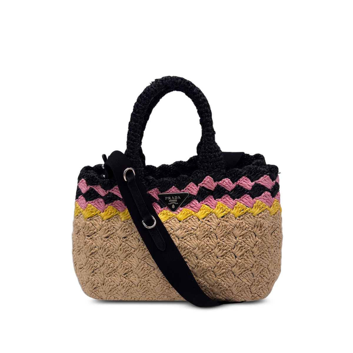 Prada Raffia Satchel — Beige