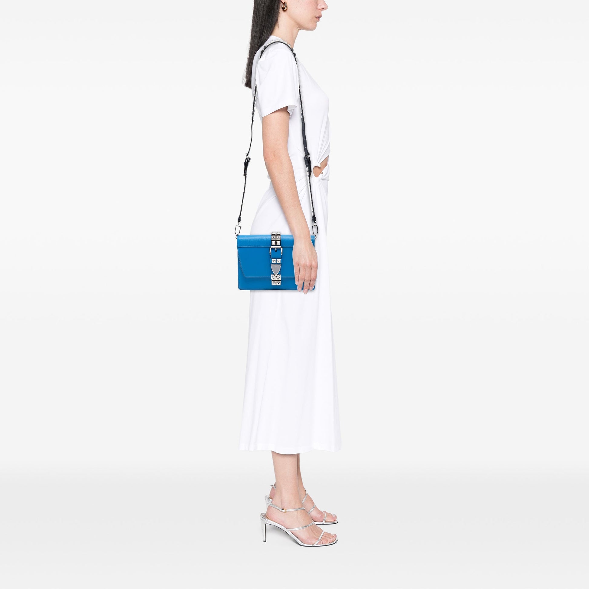 Prada City Calf and Saffiano Studded Elektra Crossbody