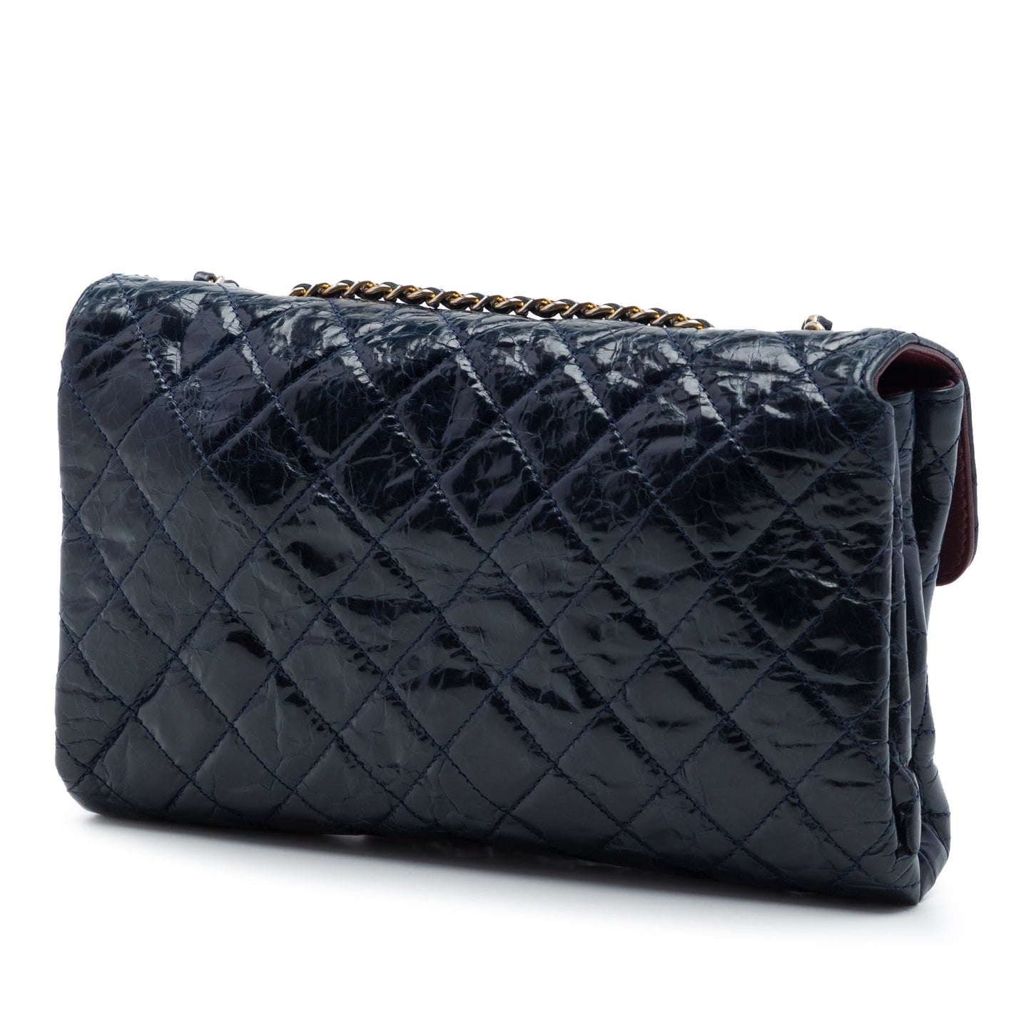 Chanel CC Quilted Crackled Glazed Calfskin Accordion Flap