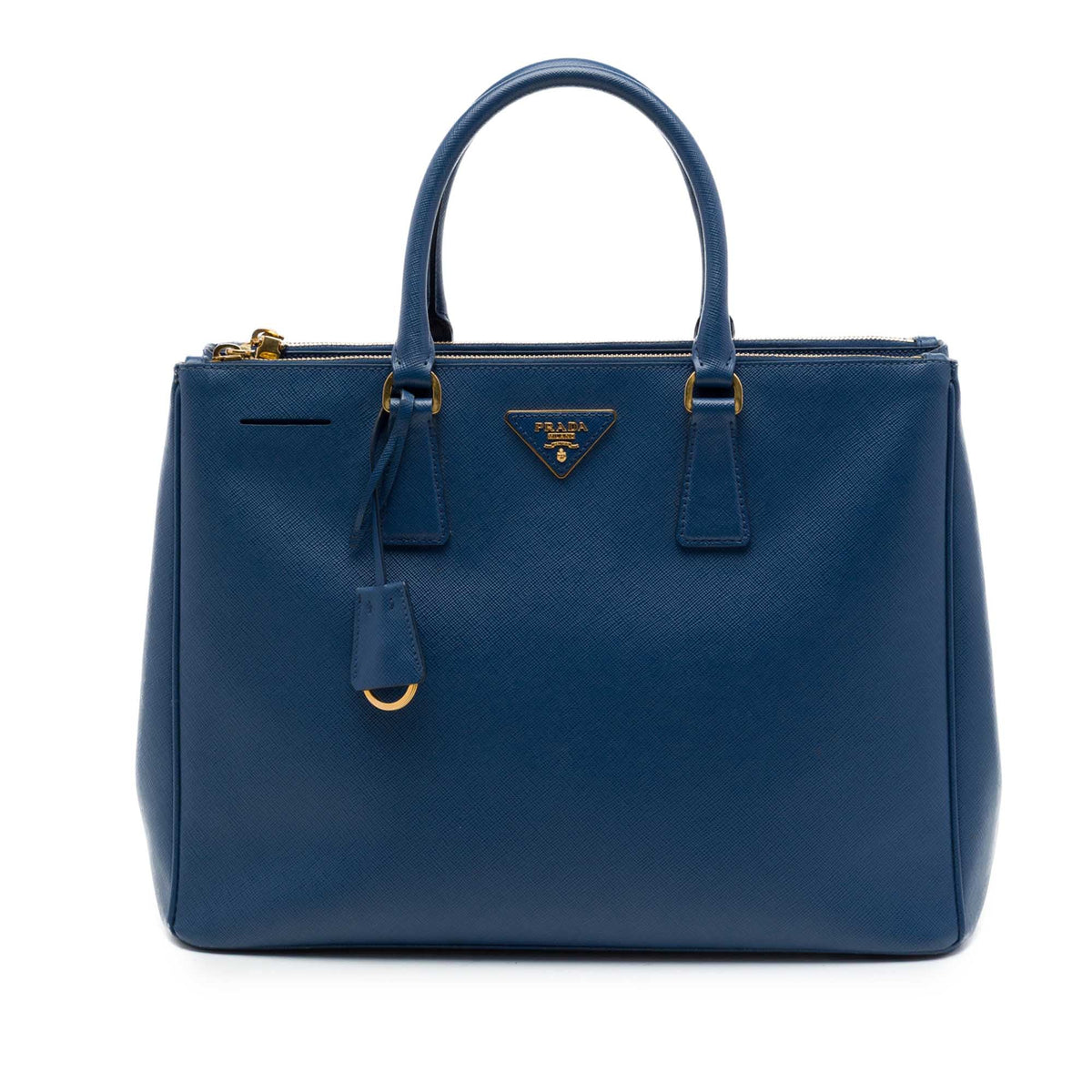 Prada Large Saffiano Lux Galleria Double Zip Tote — Blue